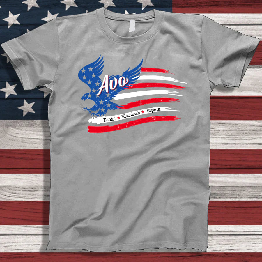 Avo With Grandkids Names 4th Of July CTL94 T-Shirt
