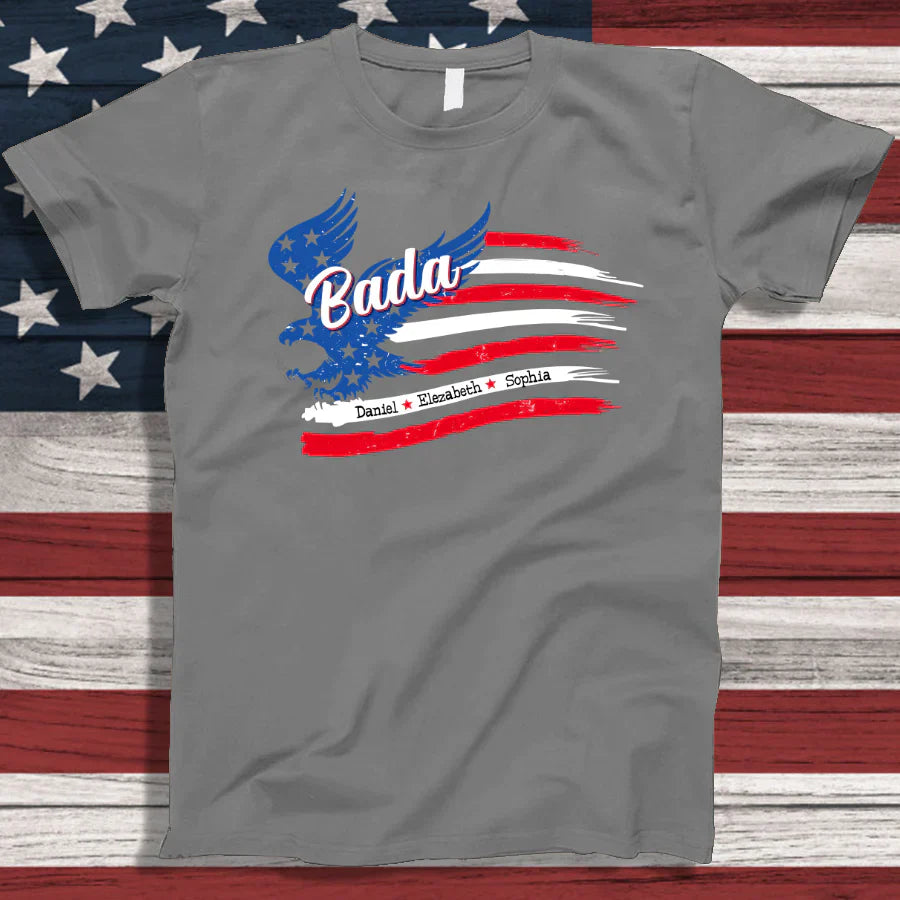 Bada With Grandkids Names 4th Of July CTL94 T-Shirt