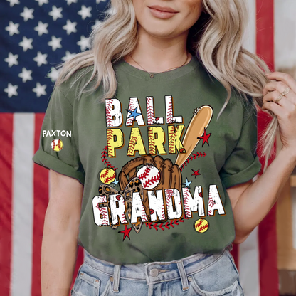 Ballpark Baseball Softball Mimi Game Day, Personalized Grandma and Grandkids T-shirt