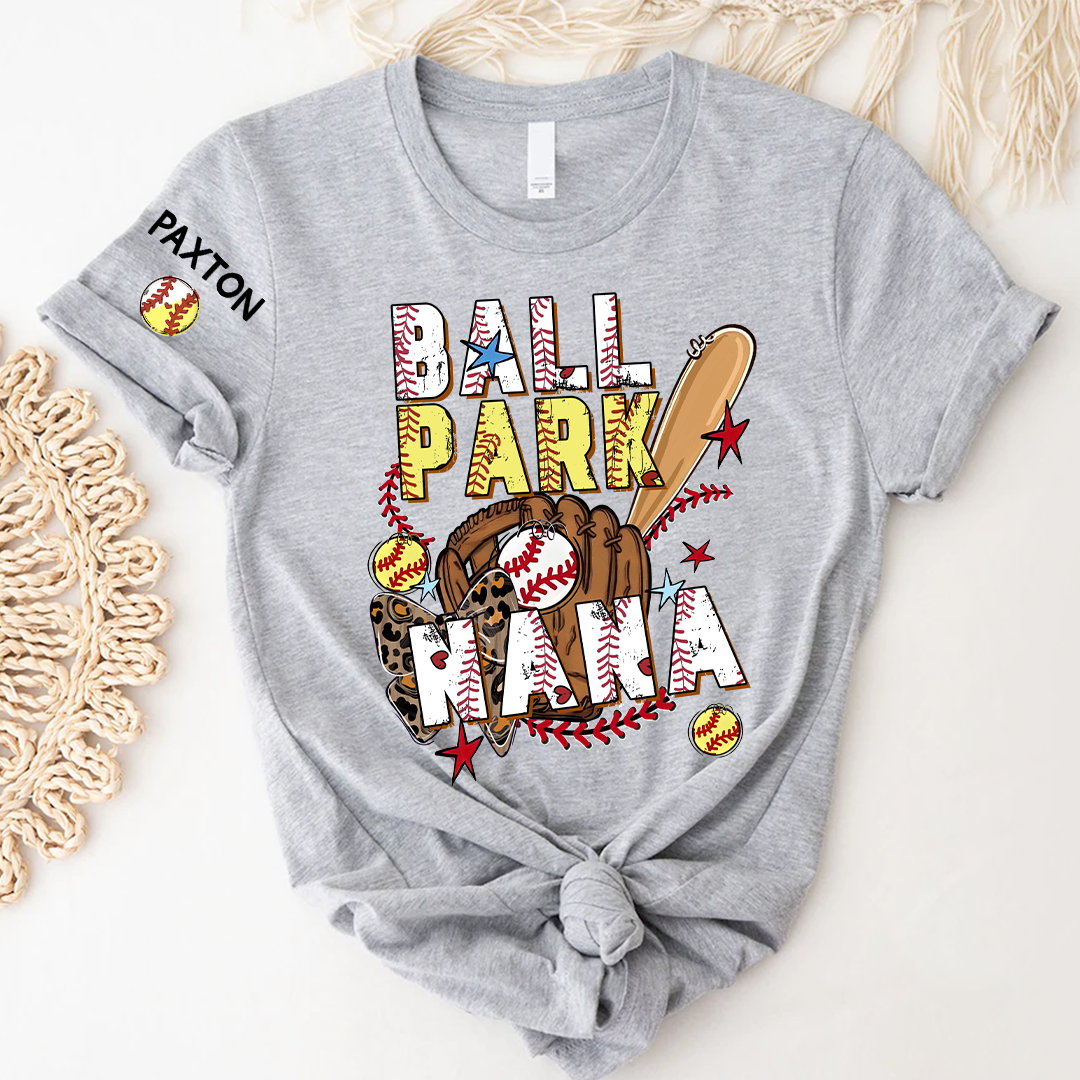 Ballpark Baseball Softball Mimi Game Day, Personalized Grandma and Grandkids T-shirt