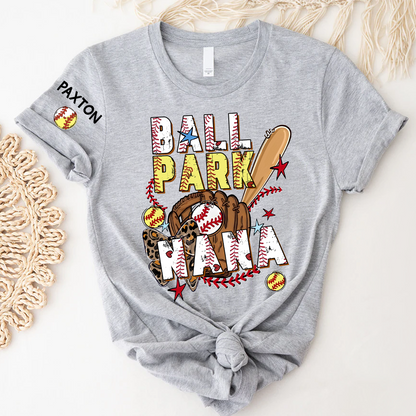 Ballpark Baseball Softball Mimi Game Day, Personalized Grandma and Grandkids T-shirt