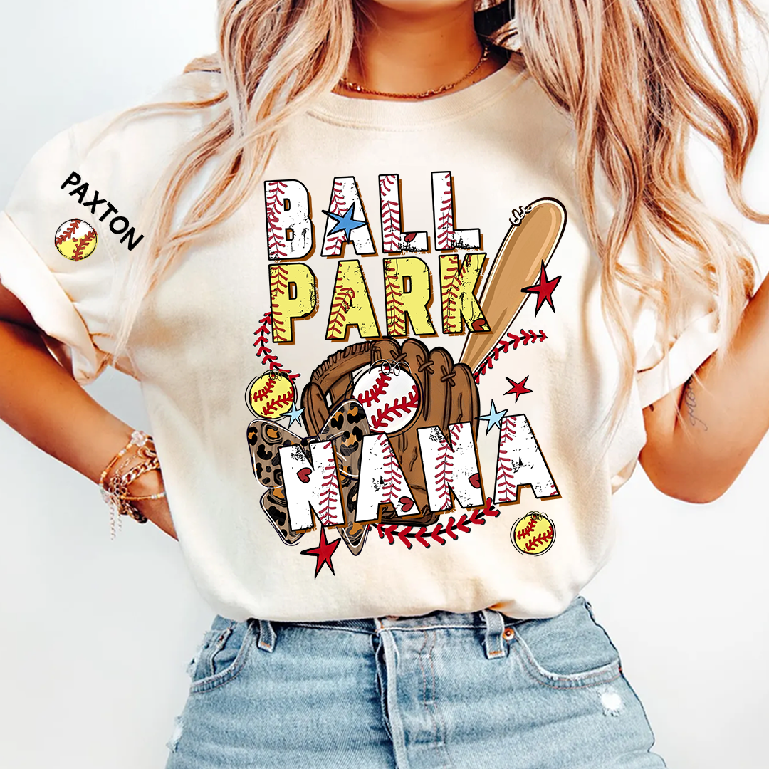 Ballpark Baseball Softball Mimi Game Day, Personalized Grandma and Grandkids T-shirt