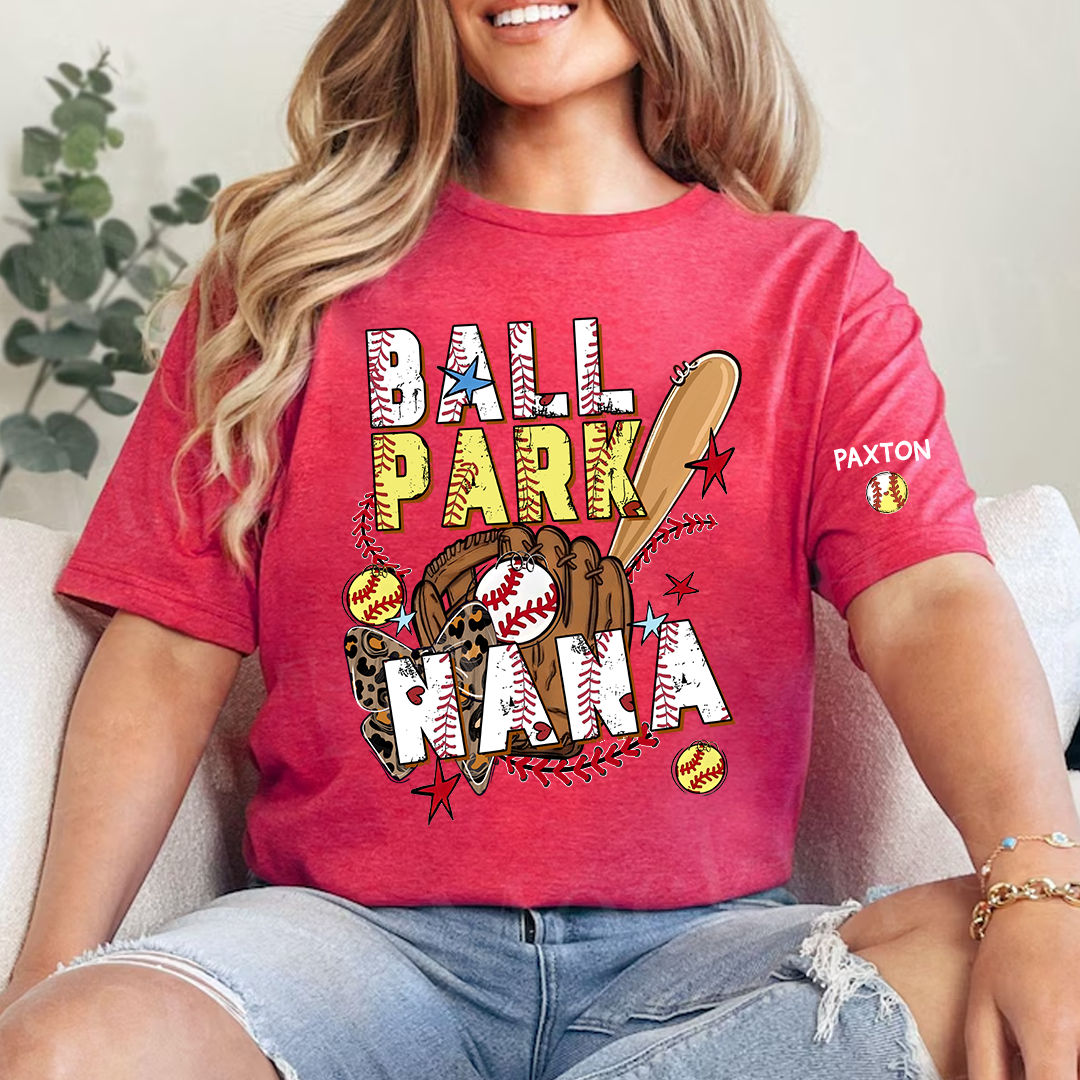 Ballpark Baseball Softball Mimi Game Day, Personalized Grandma and Grandkids T-shirt