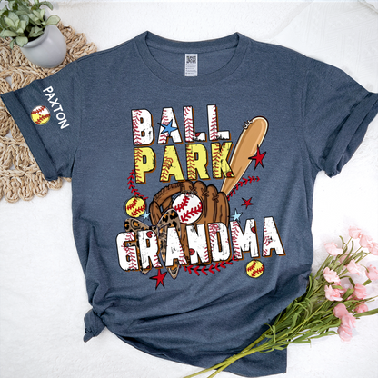 Ballpark Baseball Softball Mimi Game Day, Personalized Grandma and Grandkids T-shirt