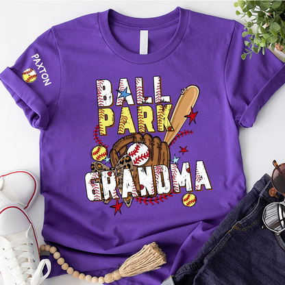 Ballpark Baseball Softball Mimi Game Day, Personalized Grandma and Grandkids T-shirt