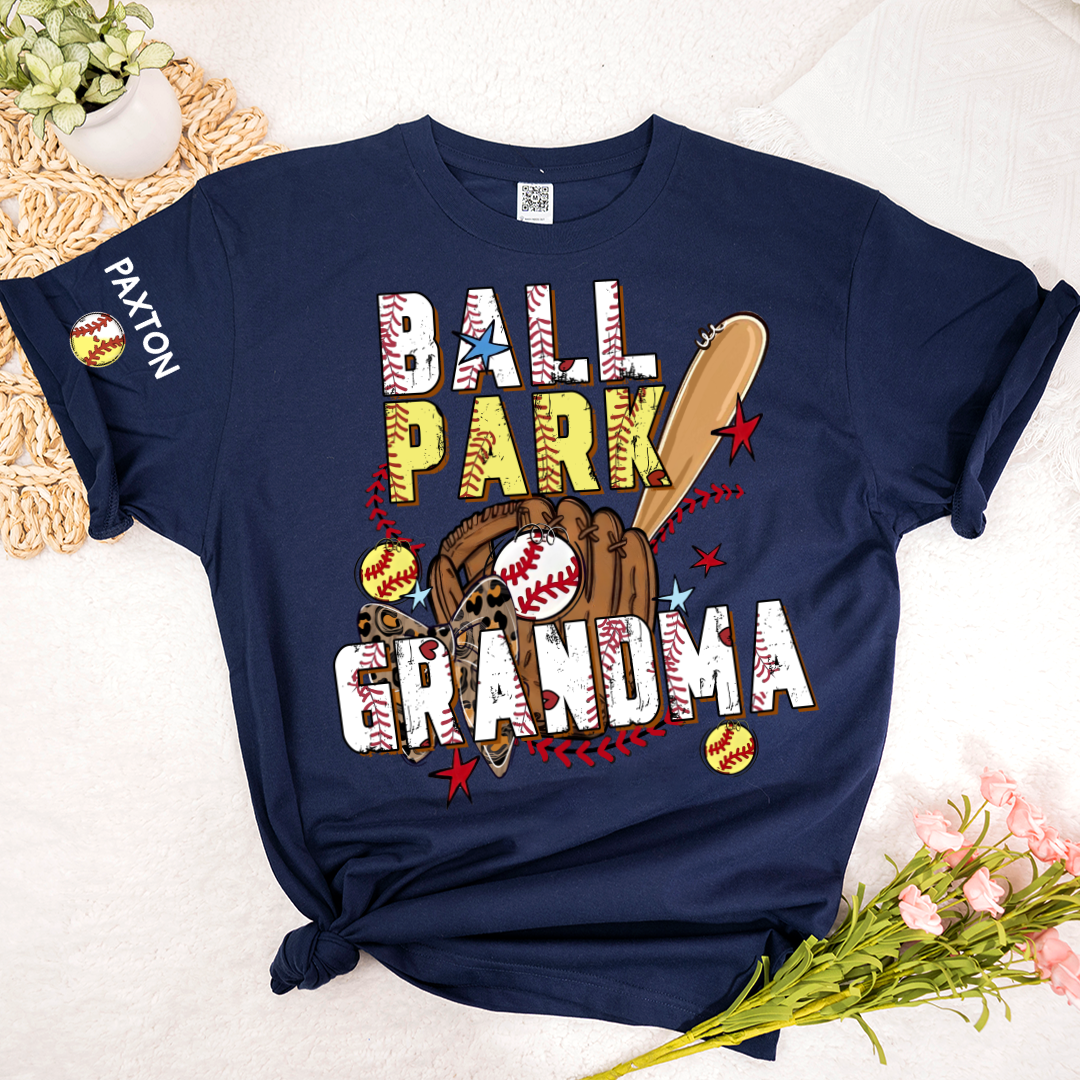 Ballpark Baseball Softball Mimi Game Day, Personalized Grandma and Grandkids T-shirt