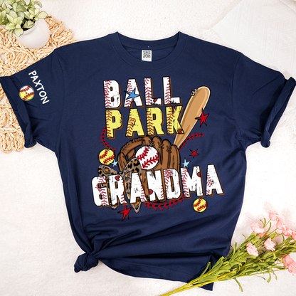 Ballpark Baseball Softball Mimi Game Day, Personalized Grandma and Grandkids T-shirt