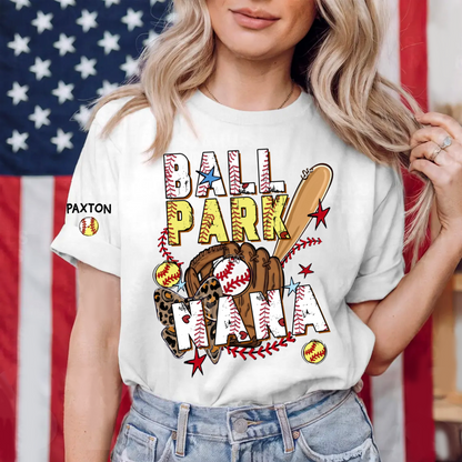 Ballpark Baseball Softball Mimi Game Day, Personalized Grandma and Grandkids T-shirt