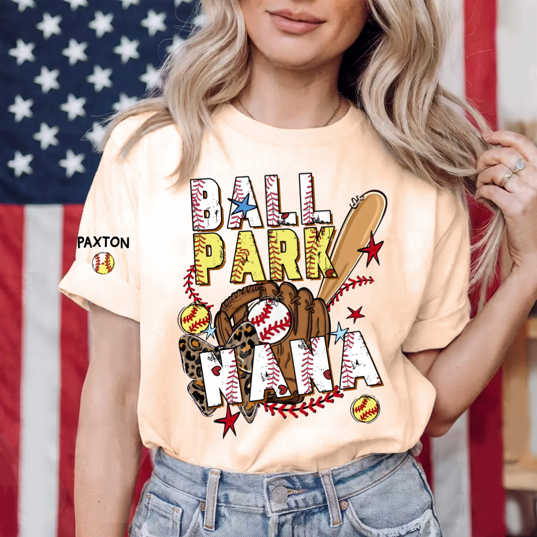 Ballpark Baseball Softball Mimi Game Day, Personalized Grandma and Grandkids T-shirt