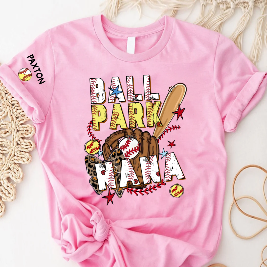 Ballpark Baseball Softball Mimi Game Day, Personalized Grandma and Grandkids T-shirt