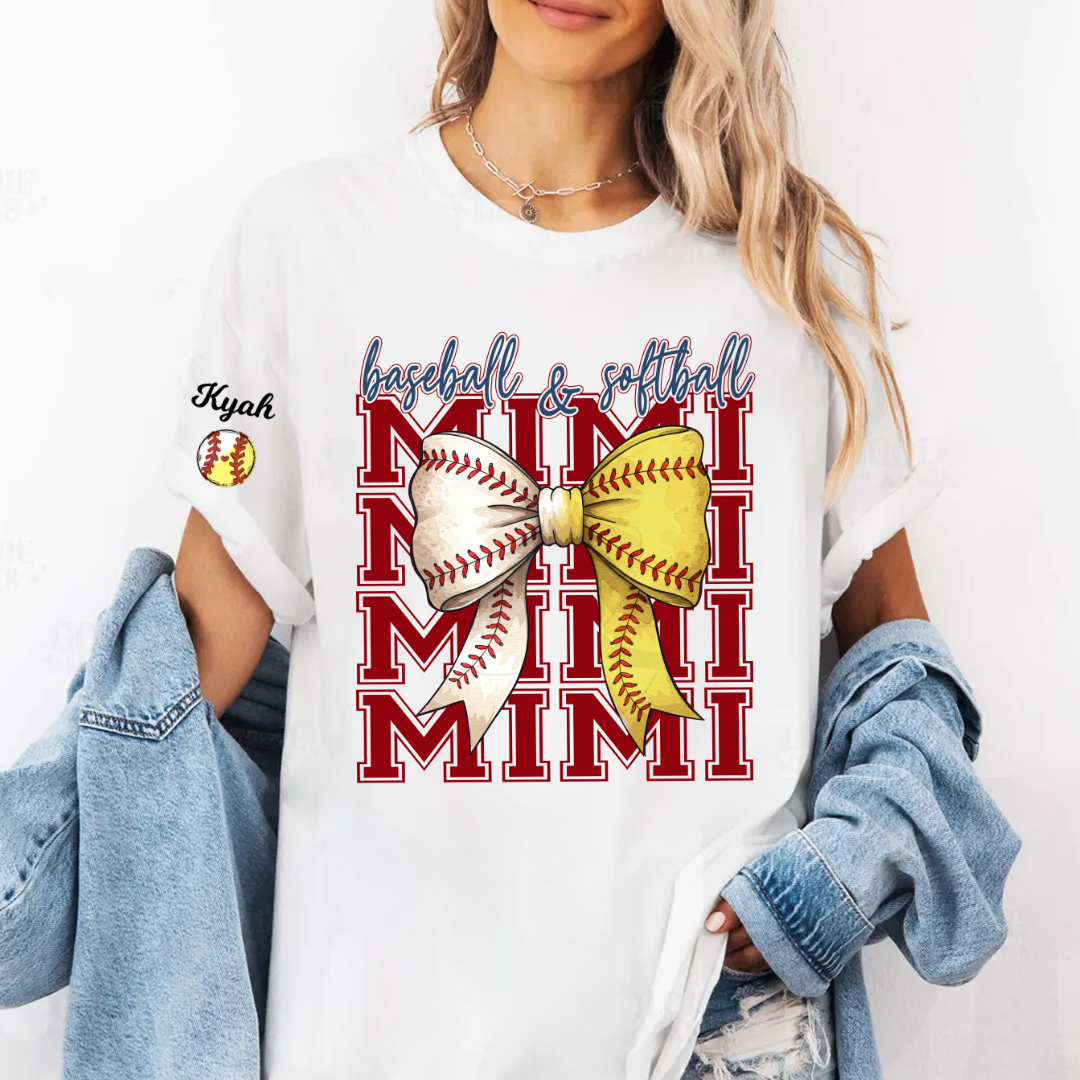 Baseball Softball Game Day Nana Gigi Grandma and Grandkids Personalized T-shirt