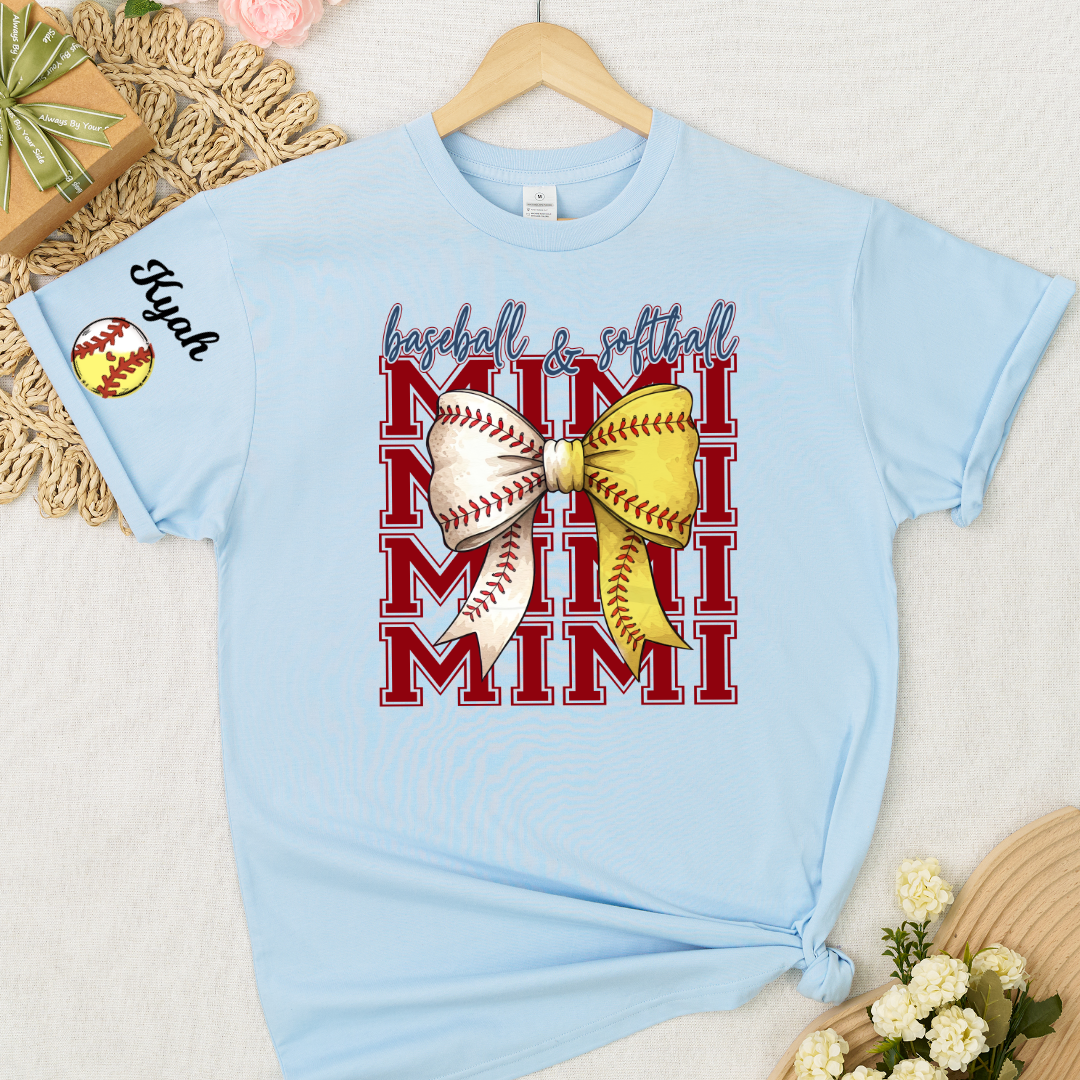Baseball Softball Game Day Nana Gigi Grandma and Grandkids Personalized T-shirt