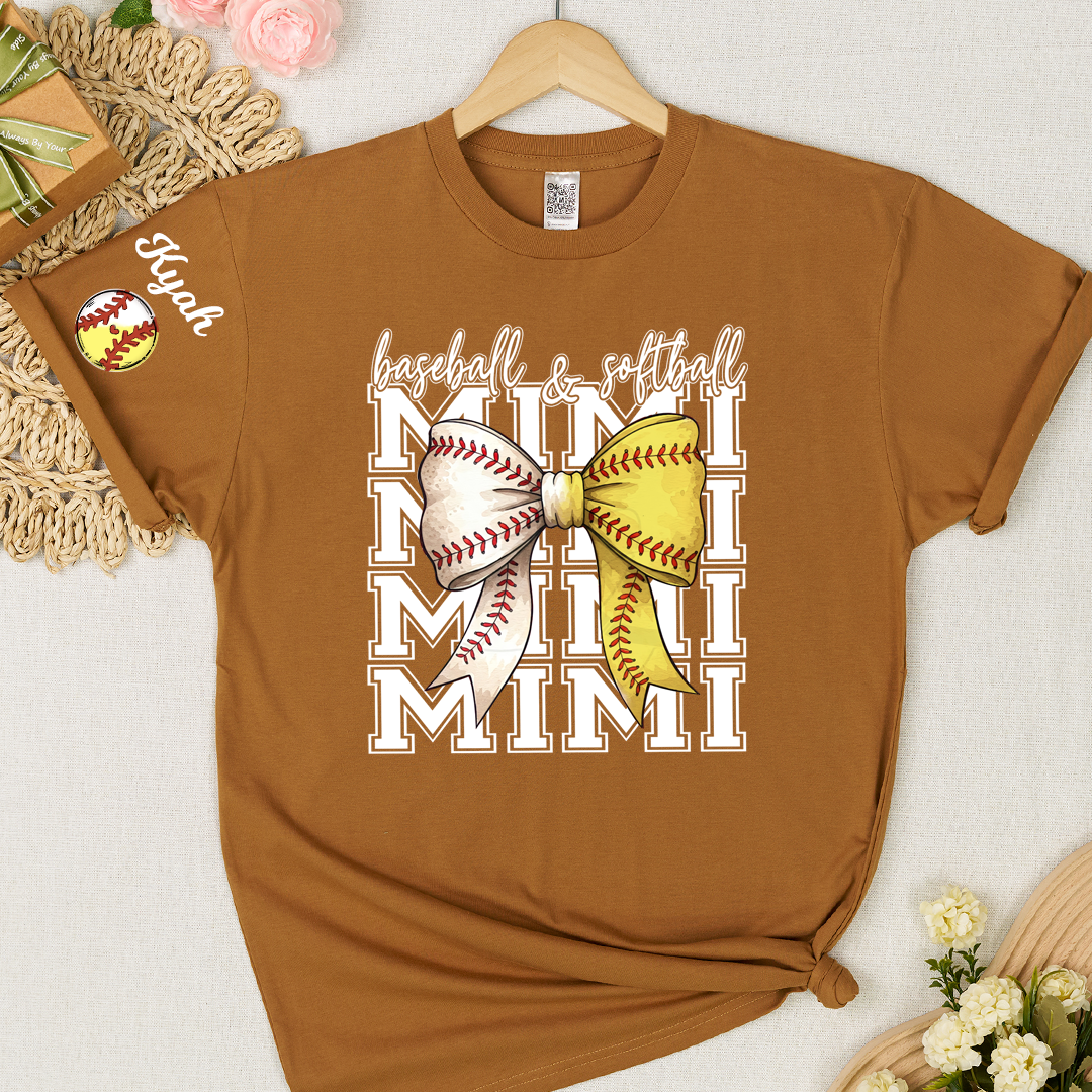 Baseball Softball Game Day Nana Gigi Grandma and Grandkids Personalized T-shirt