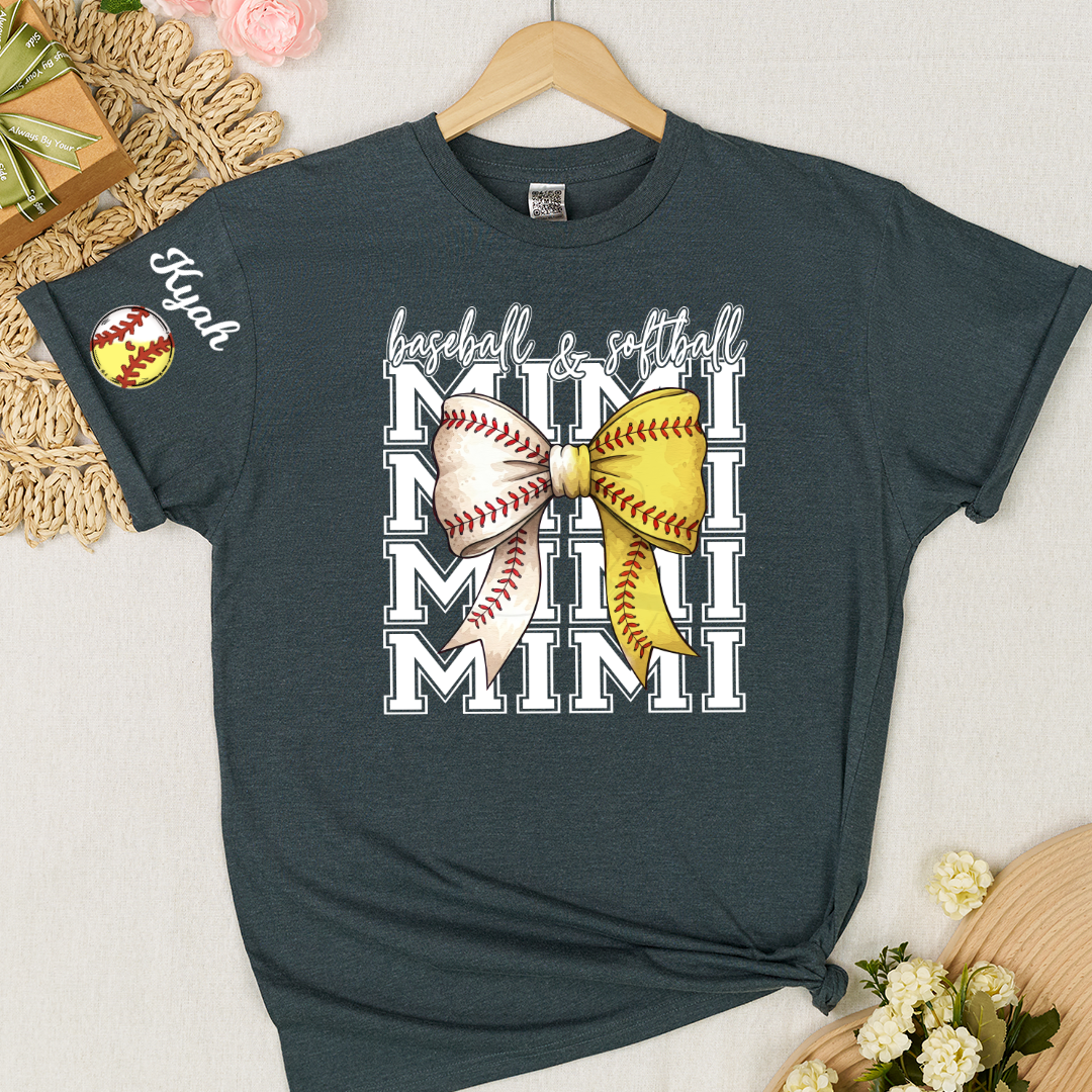 Baseball Softball Game Day Nana Gigi Grandma and Grandkids Personalized T-shirt