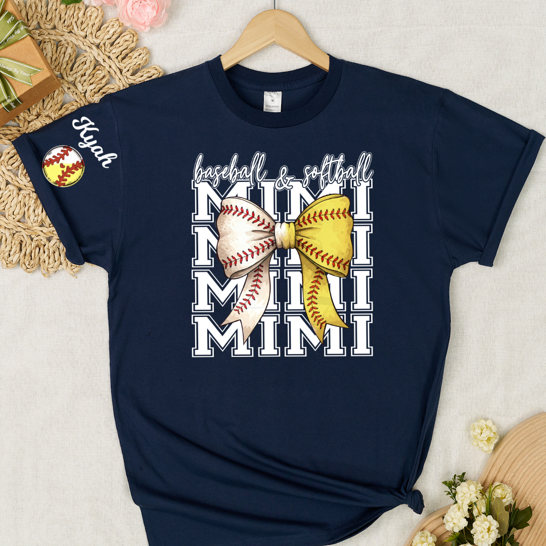 Baseball Softball Game Day Nana Gigi Grandma and Grandkids Personalized T-shirt