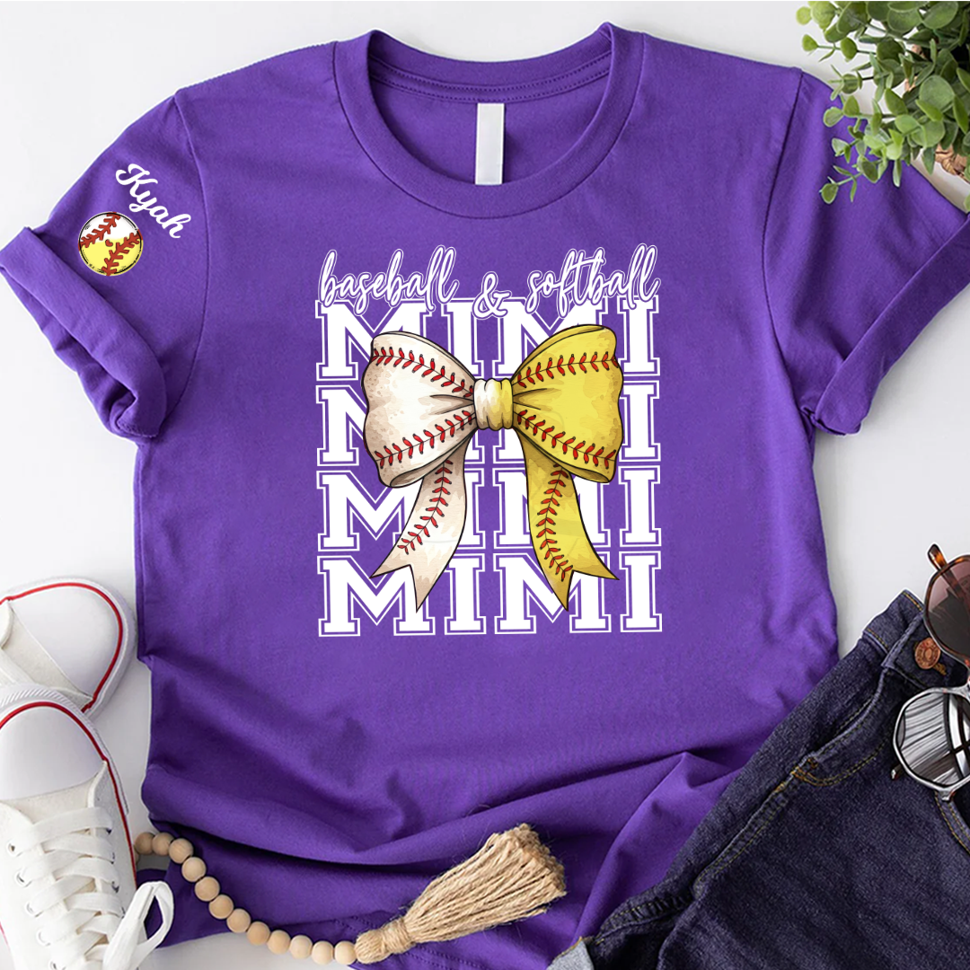Baseball Softball Game Day Nana Gigi Grandma and Grandkids Personalized T-shirt