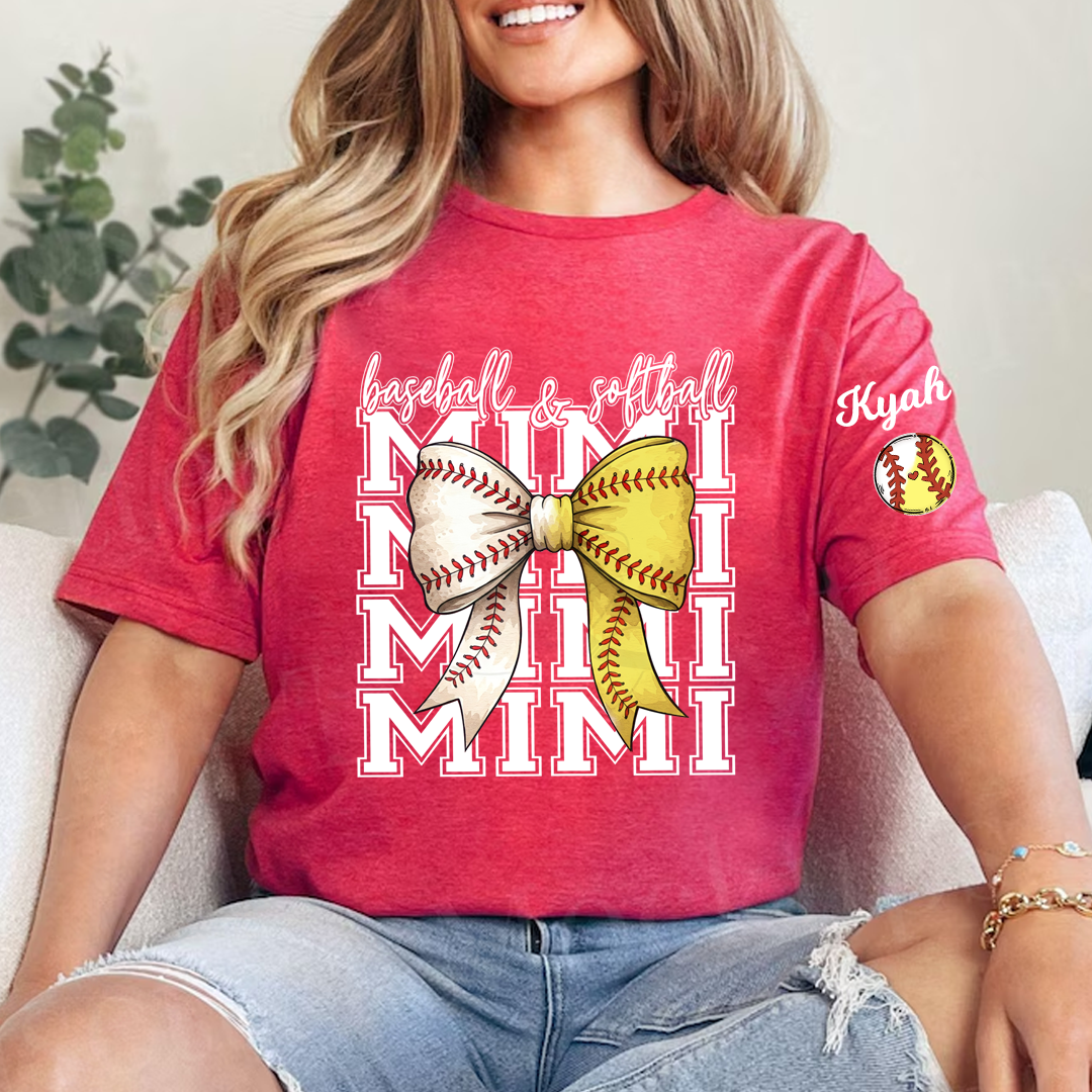 Baseball Softball Game Day Nana Gigi Grandma and Grandkids Personalized T-shirt