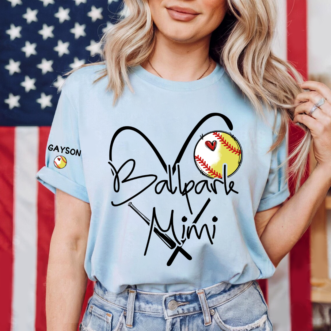 Baseball Softball Ballpark Mimi Game Day, Personalized Grandma and Grandkids T-shirt