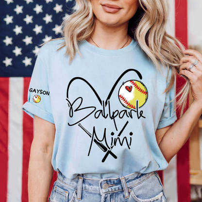 Baseball Softball Ballpark Mimi Game Day, Personalized Grandma and Grandkids T-shirt