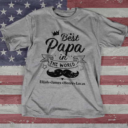 Best Papa in The World – Personalized Dad Shirt with Kids’ Names – Father’s Day Gift
