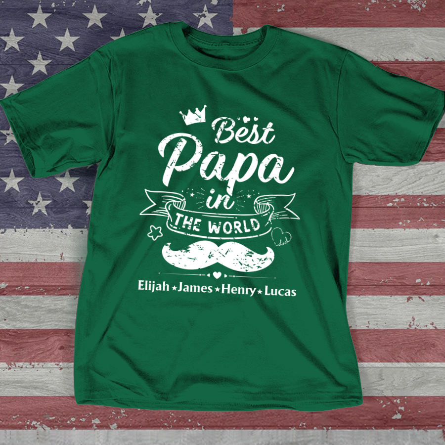 Best Papa in The World – Personalized Dad Shirt with Kids’ Names – Father’s Day Gift