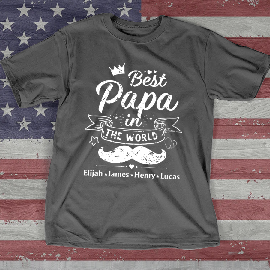 Best Papa in The World – Personalized Dad Shirt with Kids’ Names – Father’s Day Gift