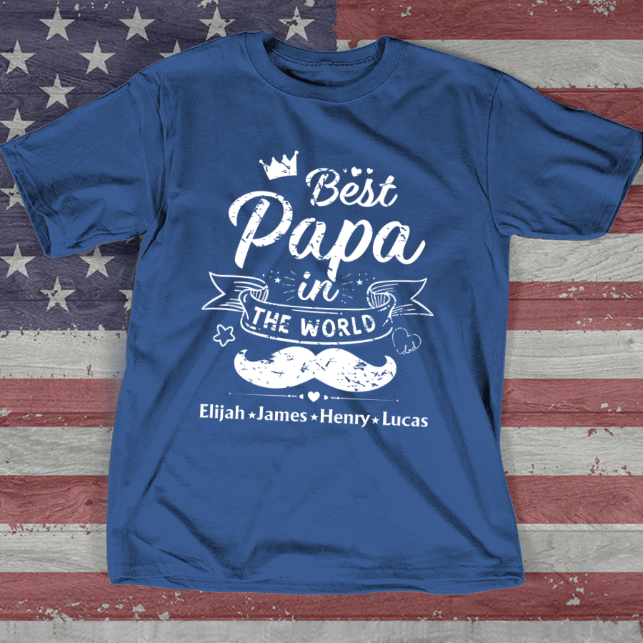 Best Papa in The World – Personalized Dad Shirt with Kids’ Names – Father’s Day Gift