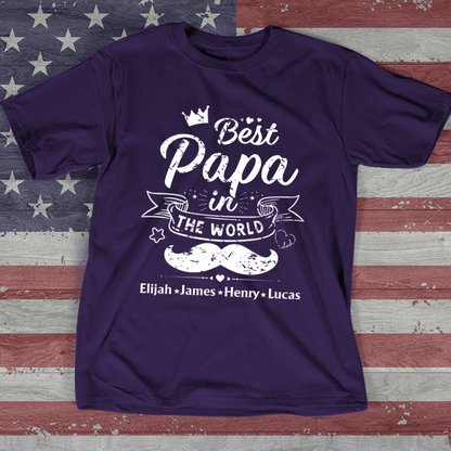 Best Papa in The World – Personalized Dad Shirt with Kids’ Names – Father’s Day Gift