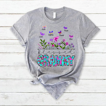 Blessed Grammy Wildflowers And Butterflies Shirts For Grandma T-Shirt