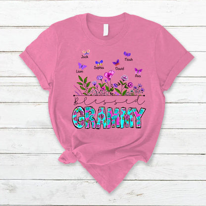 Blessed Grammy Wildflowers And Butterflies Shirts For Grandma T-Shirt