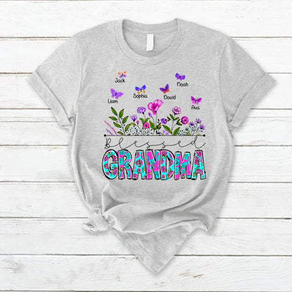 Blessed Grandma Wildflowers And Butterflies Shirts For Grandma T-Shirt