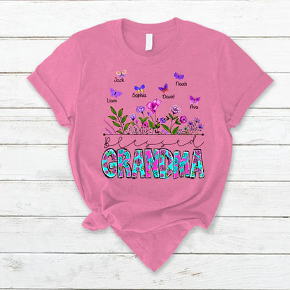 Blessed Grandma Wildflowers And Butterflies Shirts For Grandma T-Shirt
