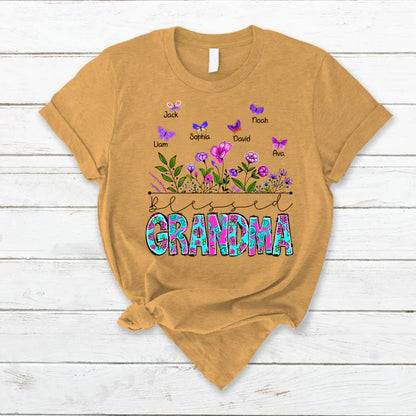 Blessed Grandma Wildflowers And Butterflies Shirts For Grandma T-Shirt