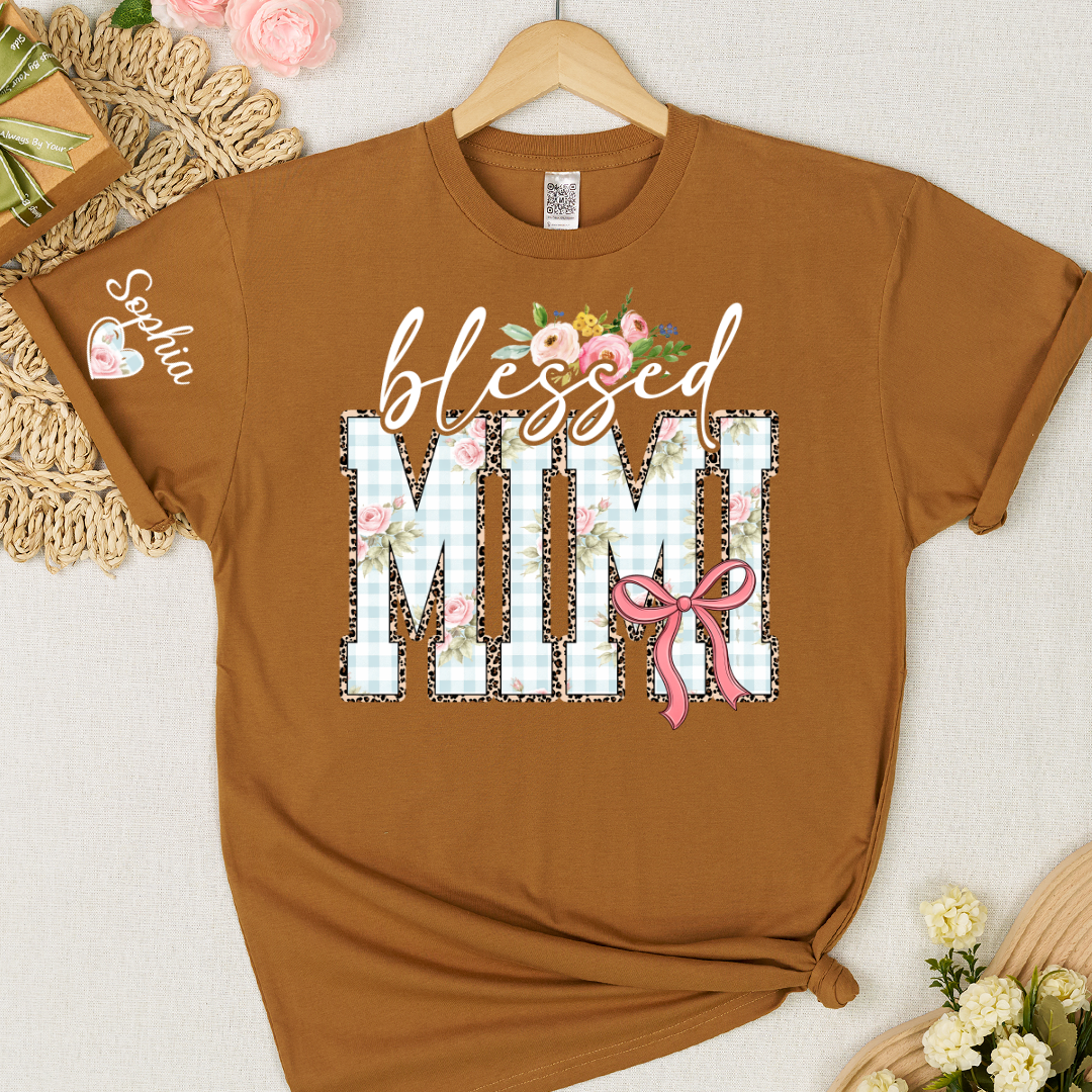 Blessed Nana Flower, Personalized Nana and Grandkids Mother Day Gift T-shirt