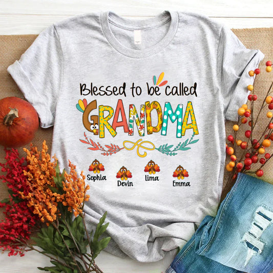 Blessed To Be Called Grandma Turkey Thanksgiving T-Shirt