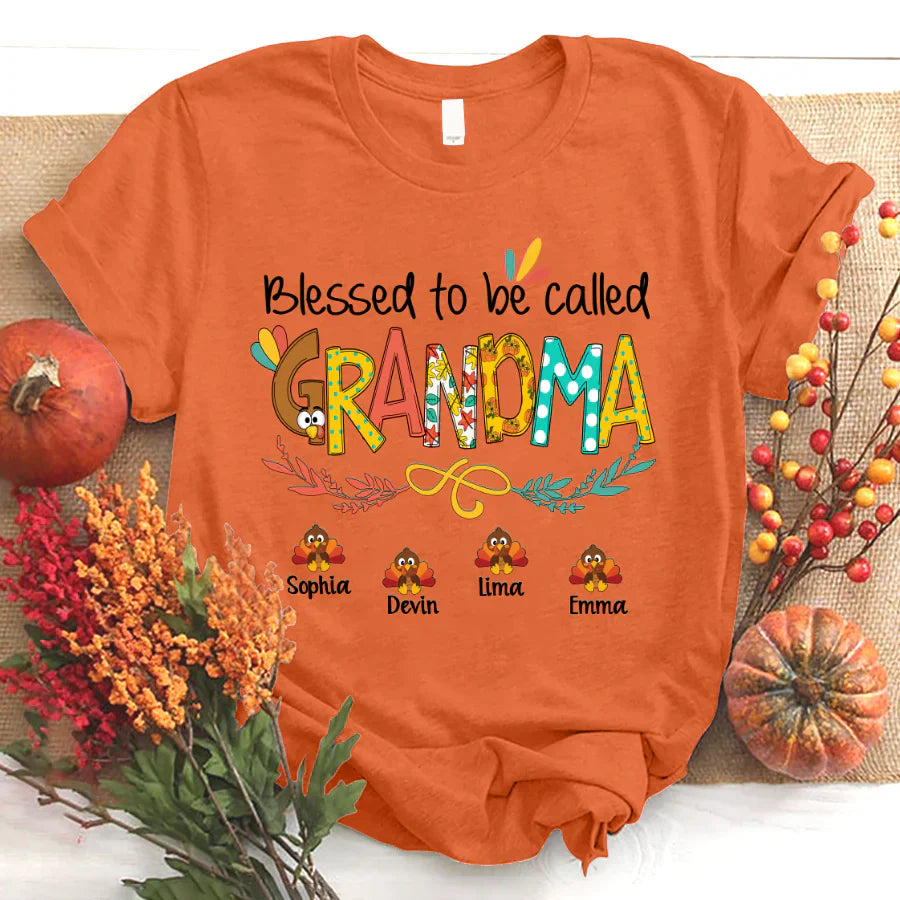 Blessed To Be Called Grandma Turkey Thanksgiving T-Shirt