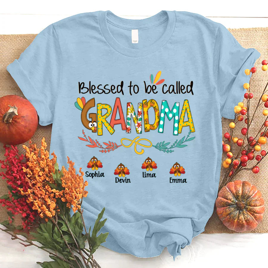 Blessed To Be Called Grandma Turkey Thanksgiving T-Shirt