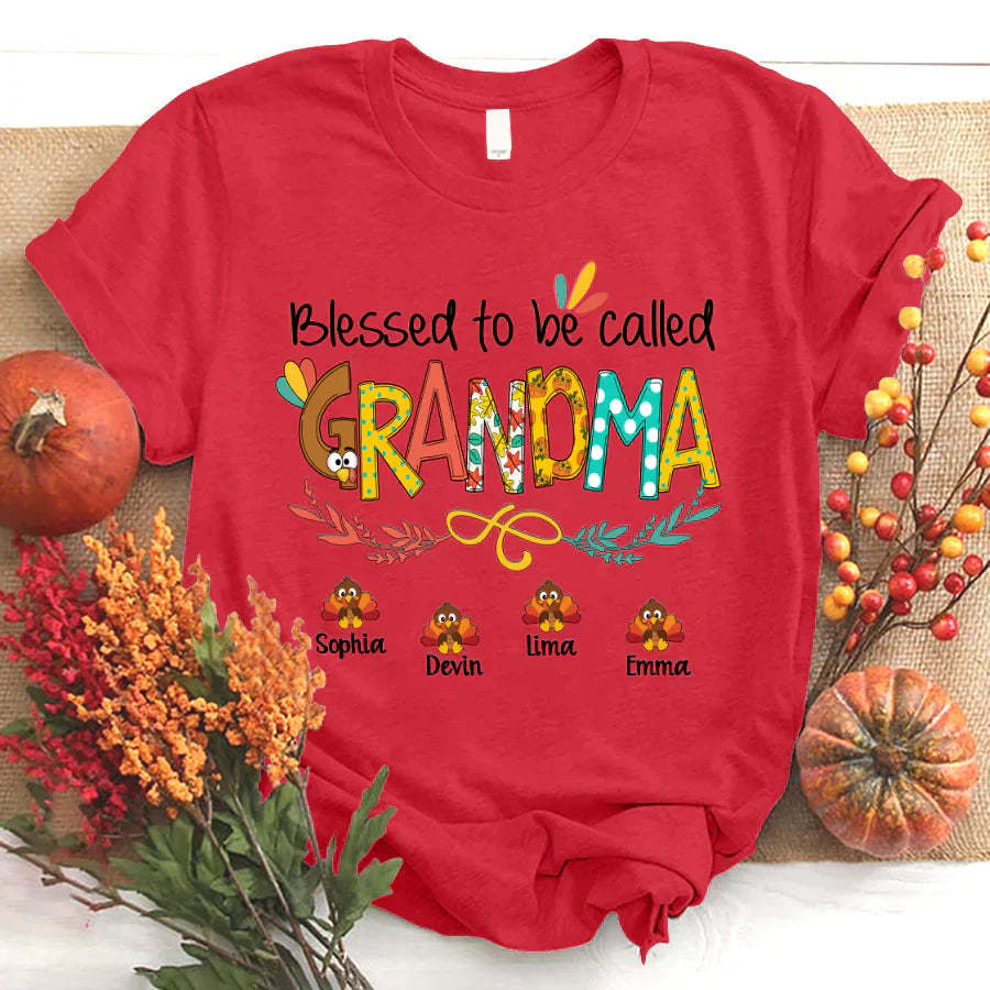 Blessed To Be Called Grandma Turkey Thanksgiving T-Shirt