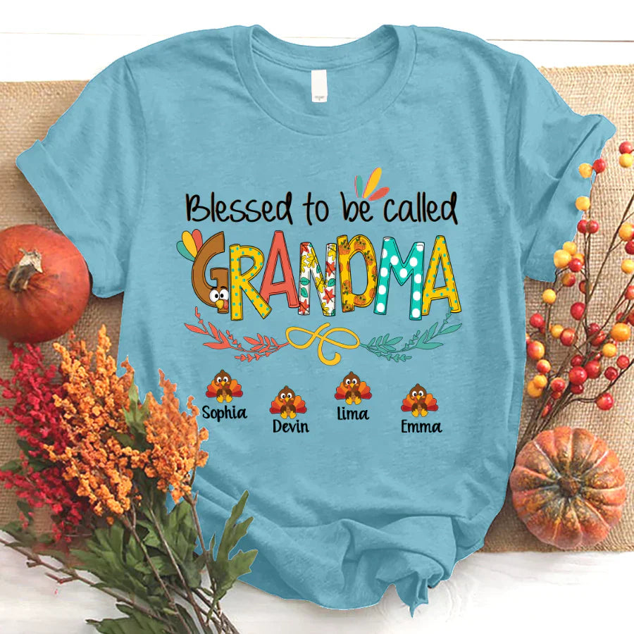Blessed To Be Called Grandma Turkey Thanksgiving T-Shirt