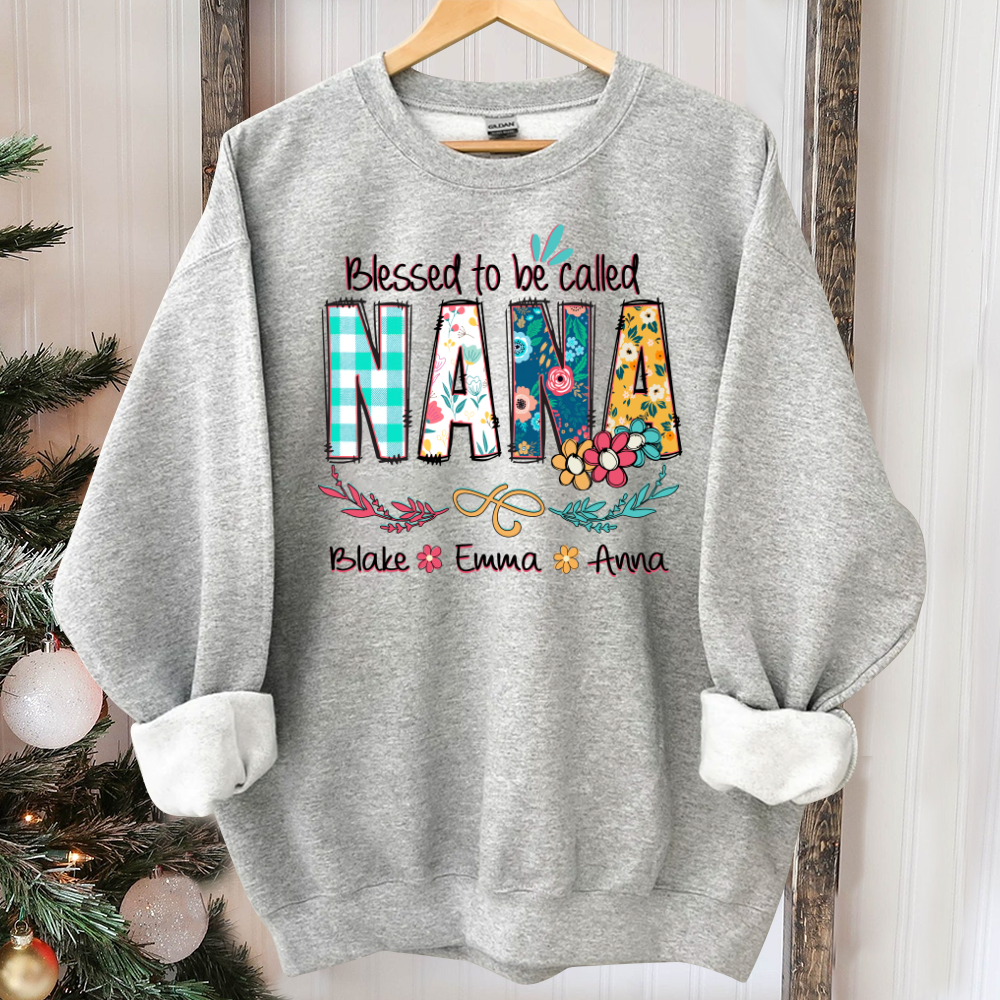 Blessed To Be Called Nana And Kids Art Flower Sweatshirt