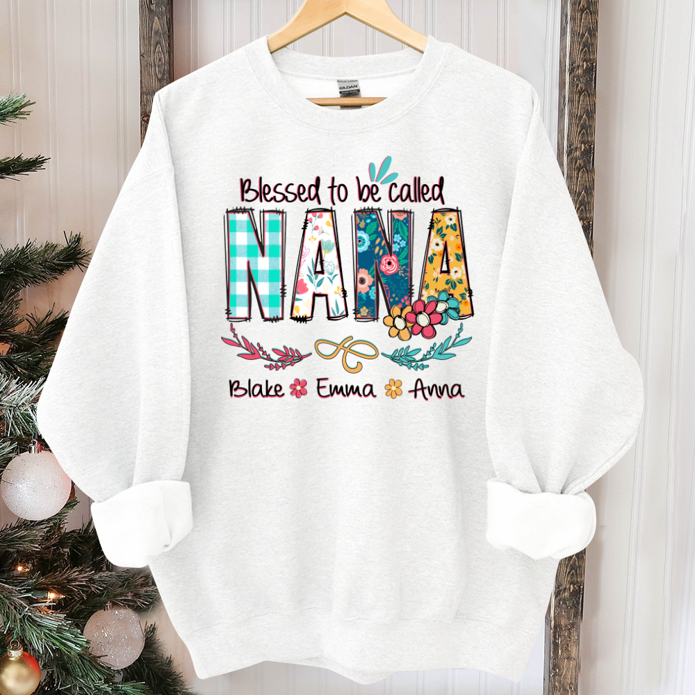Blessed To Be Called Nana And Kids Art Flower Sweatshirt