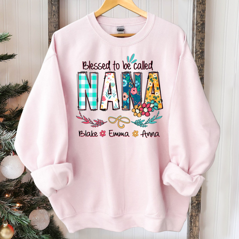 Blessed To Be Called Nana And Kids Art Flower Sweatshirt