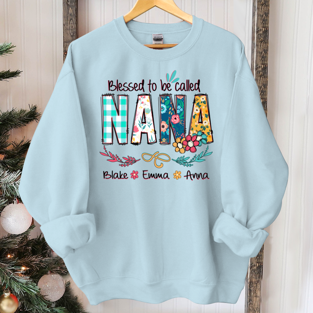 Blessed To Be Called Nana And Kids Art Flower Sweatshirt