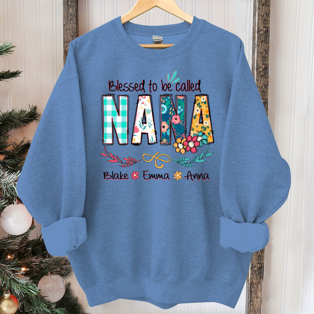 Blessed To Be Called Nana And Kids Art Flower Sweatshirt