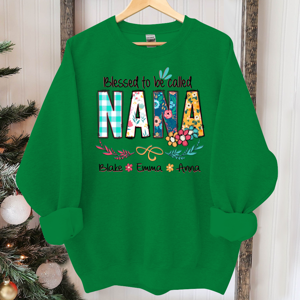 Blessed To Be Called Nana And Kids Art Flower Sweatshirt