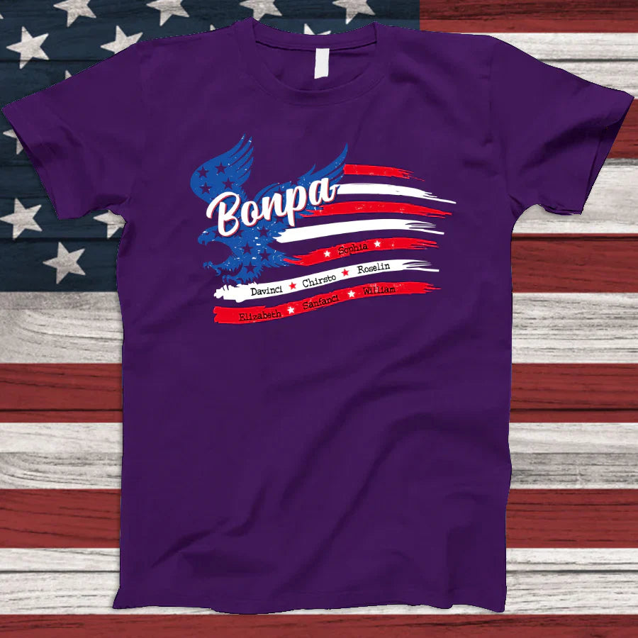 Bonpa With Grandkids Names 4th Of July CTL94 T-Shirt
