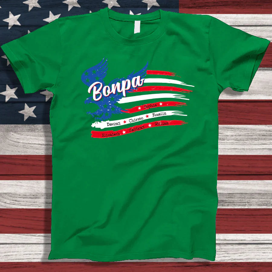 Bonpa With Grandkids Names 4th Of July CTL94 T-Shirt