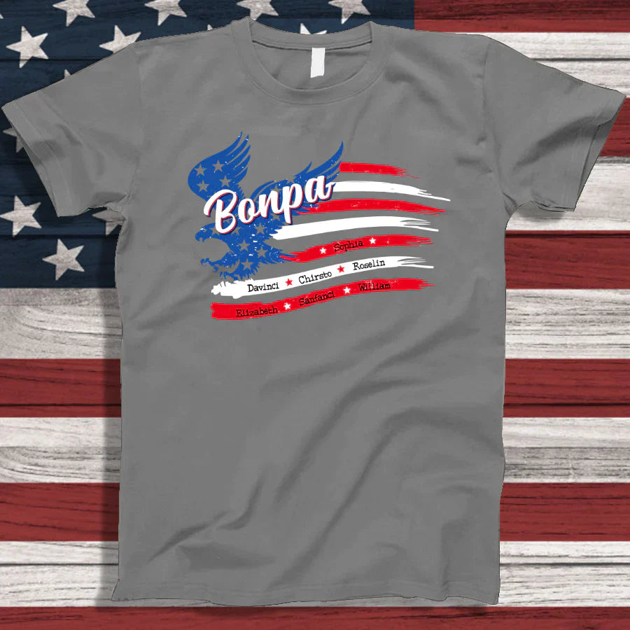 Bonpa With Grandkids Names 4th Of July CTL94 T-Shirt