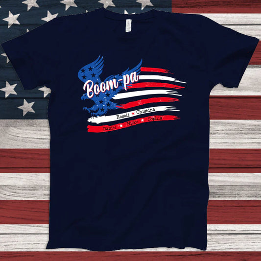 Boompa With Grandkids Names 4th Of July CTL94 T-Shirt