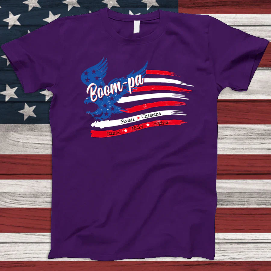 Boompa With Grandkids Names 4th Of July CTL94 T-Shirt